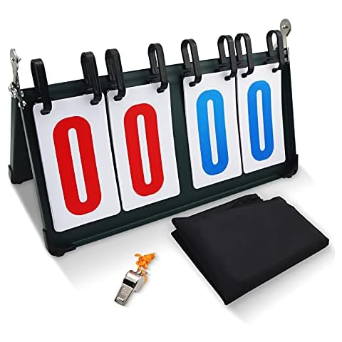 ZHT 4-Digit Scoreboard Scores 1-99, Portable Tabletop Flip Scorekeeper Score Flipper for Volleyball Basketball Table Tennis Any Competitive Sport Cover