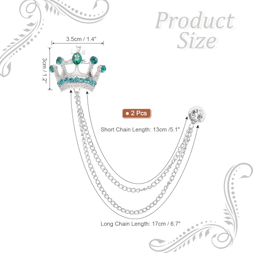 Image of PATIKIL Crown Hanging Chain Brooch Pins, Rhinestone Suit Pins Fashion Crystal Lapel Pins