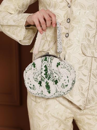 Image of THE TAN CLAN Ava Pearl Batua Bag for women Purses Luxury Evening Handbags for ladies with Magnetic Closure