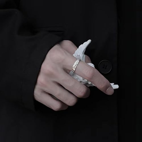 Mnyixsi Vintage Thai Silver Pixiu Ring for Men 925 Sterling Silver Index Finger Ring for Men Women Gift Personality Silver Rings Simple Band Rings Open and Adjustable
