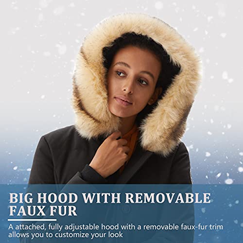 Women's Padded Jacket, Ladies Fur Hooded Thickened Vegan Down Long Parka Winter Outwear Warm Puffer Coat XS-XXL3