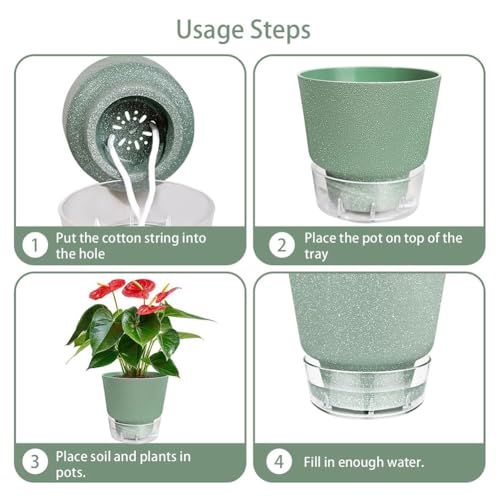Pots de plante d'auto-arrosage 6 pouces pour éviter l'excès d'eau - 7