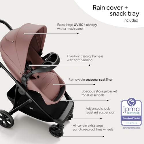 Image of Mompush Wiz Pro 2-in-1 Baby Stroller, Full-Size All-Terrain Premium Stroller with Newborn Mode and Reversible Seat, Snack Tray Included, Large UPF 50+ Canopy & Storage Basket
