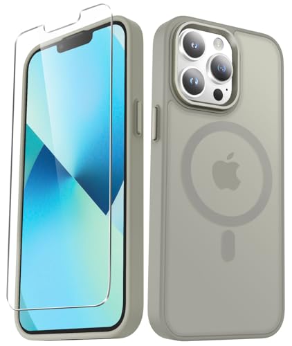 Image of for iPhone 13 Pro Max Case, Matte Magnetic Phone Case, Titanium Gray | Fit for Magsafe, Screen Protector Included, Translucent Frosted Slim Shockproof Protective Cover