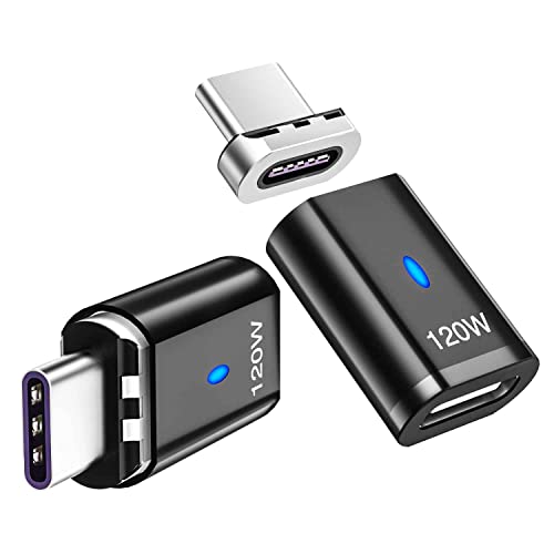 Sisyphy USB C Magnetic Adapter (Straight 2Packs), USB2.0 Type C Connector with PD 120W Charge and...