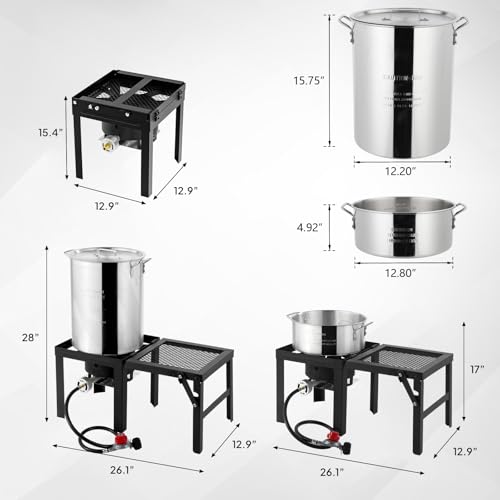 image for ROVSUN 30QT Turkey Fryer & 10QT Fish Fryer with 55000BTU Propane Burne