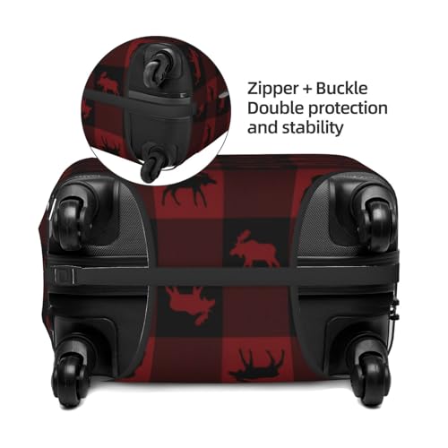 Moose Red Black Plaid Luggage Cover, Protective Washable Suitcase Cover - Travel High Elastic Fibers Suitcase Protector Fits X-Large4