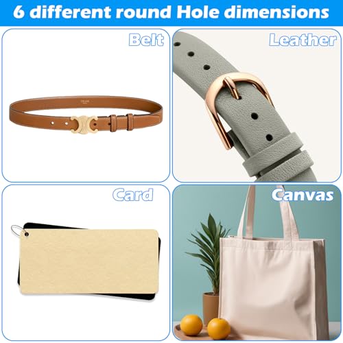 Lochzange für leder Gürtel Locher für leder mit 6 fach locher, Gürtel Lochzange Gürtellöcher zange Lochstanzer für Uhrengürtel Karton lederschuhe Karte Gummi papier