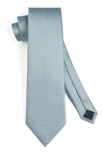 Image of HISDERN Ties for Men Formal Business Plaid Checked Mens Ties and Pocket Square Set Classic Wedding Necktie Handkerchief