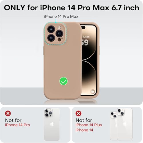 Vooii Compatible with iPhone 14 Pro Max Case, Liquid Silicone Upgrade [Camera Protection] [Soft Anti-Scratch Microfiber Lining] Shockproof Phone Case for iPhone 14 Pro Max 6.7 inch - Light Brown by Vooii - Used condition - Image 5