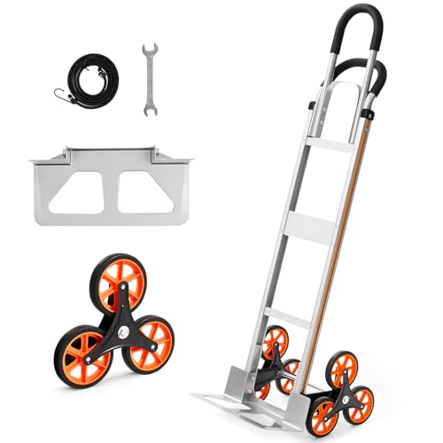 VEVOR 2 in 1 Aluminum Hand Truck 650 lbs, Convertible Hand Truck with 6 Wheels & Dual Handles, Integrated Frame Multipurpose Stair Climber for Home Shopping Moving Warehouse