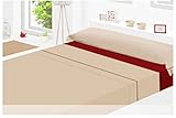 Incluye una funda de almohada Energy Colors Textil - Hogar Juego SÁBANAS DE Verano Lisas (3 Piezas) para Cama Grande de 150 x 190/200 cm (LIQUIDACIÓN) (Beis/Rojo)
