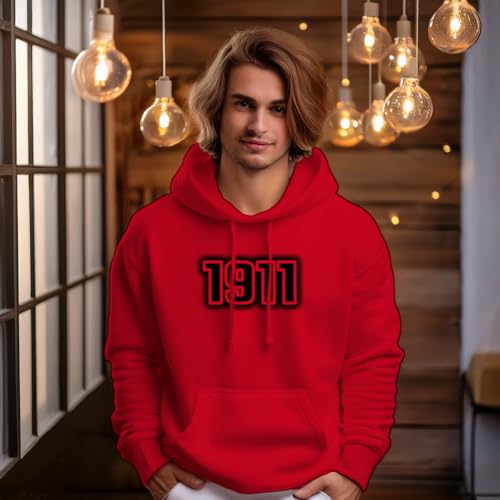 Hoodie 1911 de qualité supérieure avec finitions soignées en molleton rouge