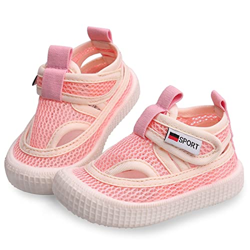 Toddler Boys Girls Tennis Shoes Little Kids Breathable Soft Rubber Sole Mesh Walking Sneakers Summer First Walker Sport Running Sandals Lightweight Flexible Toddler Slip On Shoes Outdoor（Pink 27 8T #TOP3