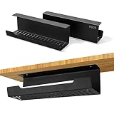 VIDOR Under Desk Cable Management Tray 2-Pack,17" Cord Management Tray,No Drill Alloy Steel Desk Cab