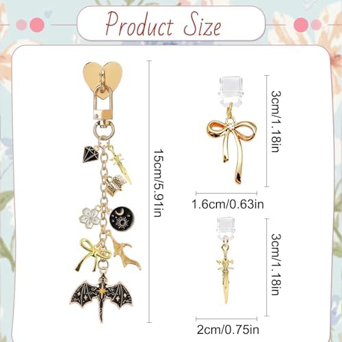 Wxiben Dust Plug Charm Chains for Kindle 3 Pcs Phone Charms with Chain Bracelet Strap Decorating Accessories Gift for Reader Book Lovers Women Men Charms Compatible for E-Reader Type C (Fantasy) - 1