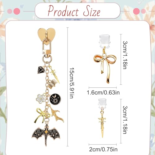 Wxiben Dust Plug Charm Chains for Kindle 3 Pcs Phone Charms with Chain Bracelet Strap Decorating Accessories Gift for Reader Book Lovers Women Men Charms Compatible for E-Reader Type C (Fantasy)