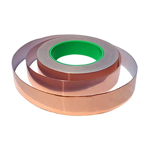 Copper Foil Tape 1/2 Inch x 33 Feet - Double Sided Conductive Adhesive for Guitar EMI Shielding, Paper Circuits, Stained Glass, Slug Repellent, Electrical Repairs, Grounding -1/2 Inch