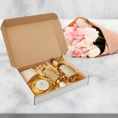 Image of RLAVBL 12x9x2 Shipping Boxes Set of 1, White Corrugated Cardboard Box for Packing, Mailing, Business