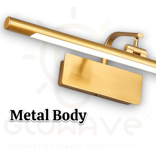 Image of Glowave Classic Metal Golden LED Light with Adjustabe Head Mirror Vanity Bathroom Picture Light - Warm White (375 /GD)