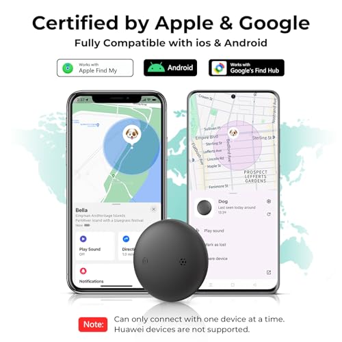 GPS Dog Tracker Collar (iOS & Android), Bluetooth Dog Tracker GPS, Smart Pet Activity Tracker, No Monthly Fee, Work with Apple Find My & Google Find Hub, Finder Tag for Pets,Items (1 Pack) Black - Image 4