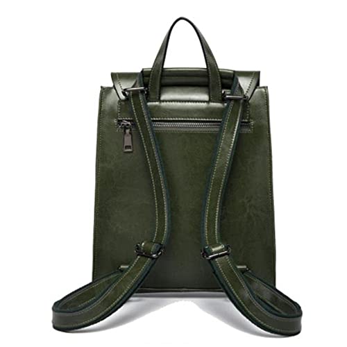 Leather Backpack Travel Bag Women Daypack Hiking Backpacks, Green, One Size3