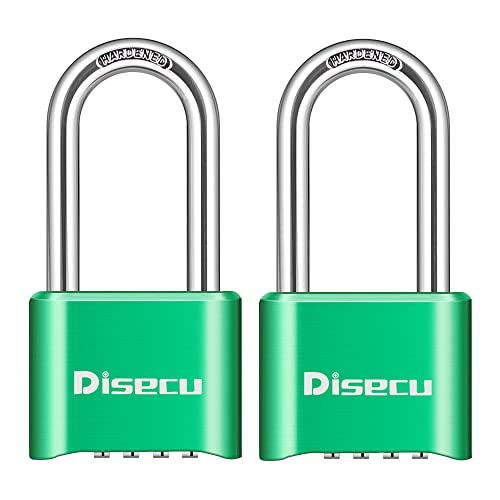 Image of 4 Digit Heavy Duty Combination Lock 2.5 Inch Long Shackle Outdoor Waterproof Padlock for Sports Gym Locker, Gate, Cabinet, Fence (Green, 2 Pack)