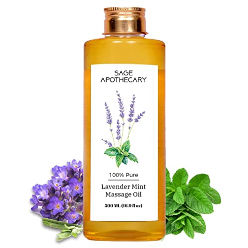 Sage Apothecary Mint Lavender Massage Oil for Relaxed & Replenished Skin | No Parabens & Sulphates | Cruelty Free & Vegan Pure Natural Ingredients 500 ml