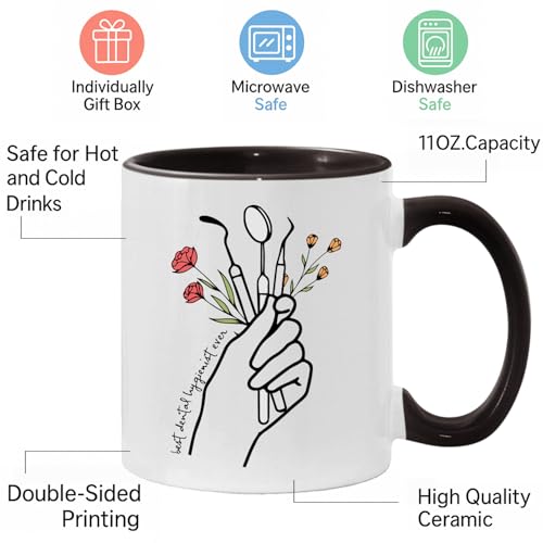 Taza de cerámica blanca 11oz para higienista dental miniatura 3