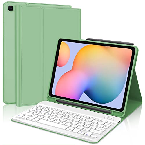 IVEOPPE Funda Teclado Samsung Galaxy S6 Lite 10.4' 2024/2022/2020, Cover Teclado Español Ñ Bluetooth Desmontable para Samsung Tab S6 Lite (SM-P620/P625/P610/P615/P613/P619), Verde Hierba