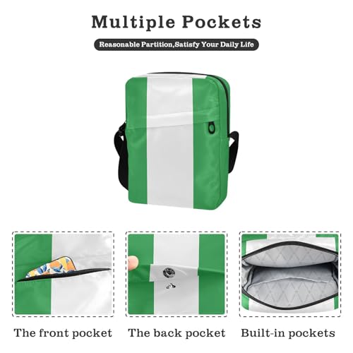 Nigeria Flag Nigerian National Green messenger bag for men crossbody bag men Purse Bag Adjustable Strap for business Shopping2