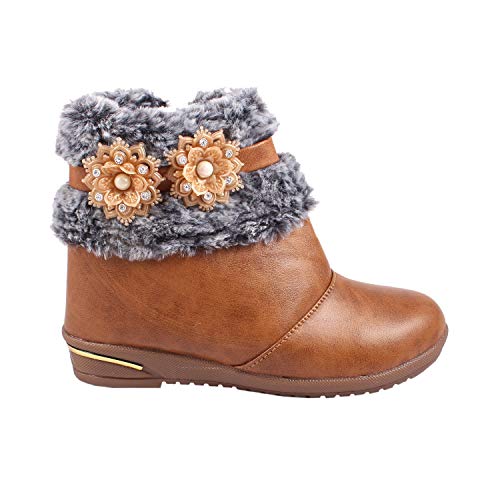 Image of Brown Long Shoes Booties for Baby Girls of 3 Years | 4 Years | 5 Years | 6 Years | 7 Years | 8 Years | 9 Years