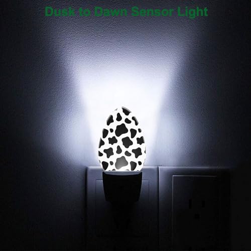 Image of Black White Cow Print Night Light Animal Skin Farmhouse Plug-in Nightlight Energy Saving 0.5W LED Lighting for Boys Girls Men Women