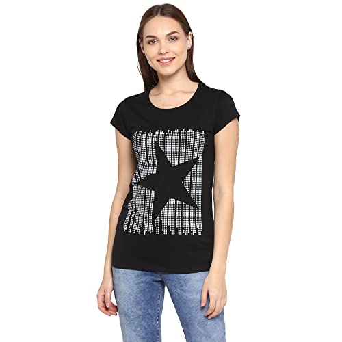 Image of Modeve Women Printed Cotton Blend Half Sleeve Round Neck T-Shirt for Summer