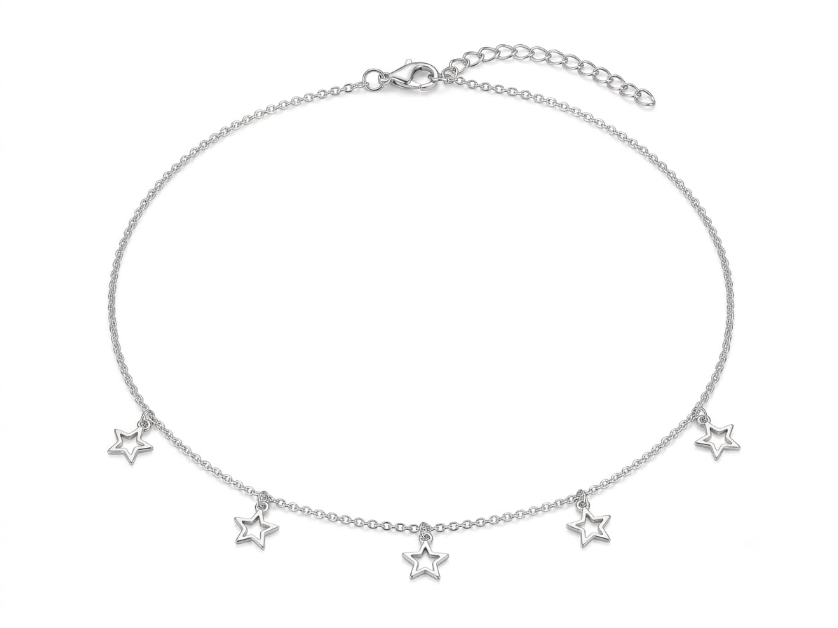 Silver Star Belly Chain for Women & Girls | Adjustable Kamarband, Waist Chain, Waist Belt Jewelry, Star Charm Belly Chain, Western Dress Saree Beachwear Accessories-image-1