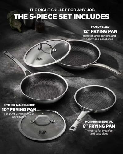 Non Stick Frying Pans, 12-inch with Lid, Hybrid Fajita Pans Nonstick,non stick Skillets Stainless Steel, Dishwasher & Ov - Additional View