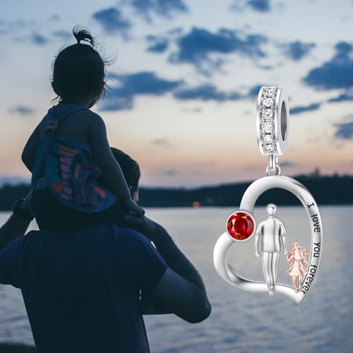 Image of PROESS Father Mother Daughter Charm fit Charms Bracelet Sterling Silver Charms for Bracelets Birthday Valentines Day Gifts for Daughter Mother Lover