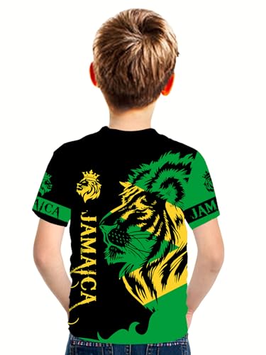 DFZ Boys Jamaica Flag T-Shirt 3D Print Vintage Tee Jamaica Jersey for Children's Top4