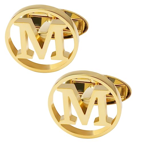 GWD Cufflinks for Men Classic Tuxedo Shirt Wedding Cuff Links Personalized Initials A-Z Gift