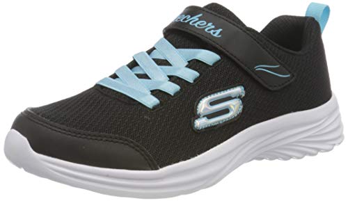 Skechers girls Skechers Sport, Skechers Light Weight, Skechers Machine Washable Sneaker, Black/Turquoise, 2 Little Kid US