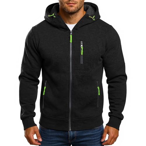 Sudadera Hombre Cremallera Polar Chaqueta Hombre Invierno Deportiva Termicas Casual Jersey Sudaderas Ropa De Trabajo Básica Entretiempo Hoodie Sweatshirt(Negro,M)