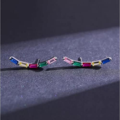 Boucles d'oreilles géométrique rectangle arc-en-ciel pour femmes et fêtes - 4