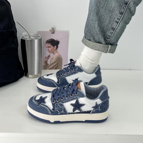 Cute Star Sneakers PU Leather Stylish Lace Up Flat Skate Shoes for Women Casual Comfortable Non Slip Fashionable Streetwear Versatile Daily Wear4