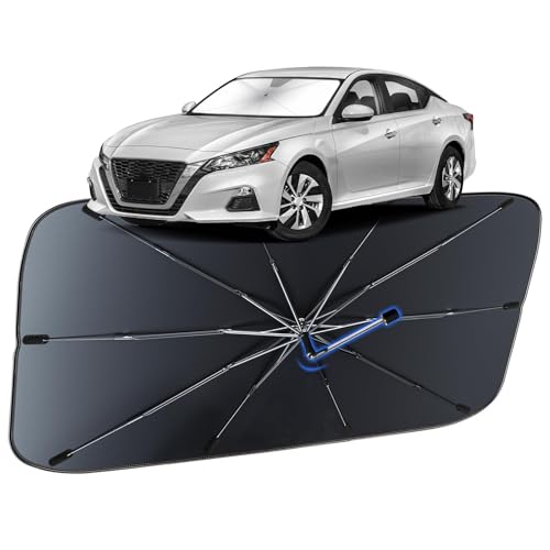 Image of Windshield Sun Shade for Nissan Altima 2019-2026, Umbrella Car Shades with 360Rotating Shaft, Foldable Front Window Sunshade for UV & Heat Protection