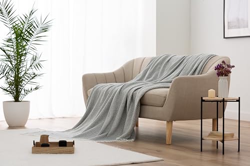 Miniatura 6 de Todocama - Manta De Algodón Extrasuave Con Diseño Gofre, Colcha Multiusos Four Seasons Para Sofá, Cama, Funda Decorativa Y Manta Fular, Gris Oscuro, 230x240cm .