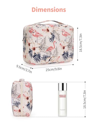 Image of Hanging Travel Toiletry Bag Cosmetic Make up Organizer for Women and Girls Waterproof (Beige Bird)