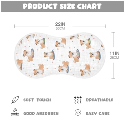 vvfelixl Baby Burp Cloths Cartoon Puppy Playing Happily Baby Newborn Cotton Burping Cloths Set Babys Washcloths 4 Pack2