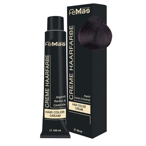 FemMas teinture pour cheveux Chocolat brun moyen intense 4.99 I Crèmeprofessionnelle à l'huile d'argan, kératine et céramides I Coloration permanente ou teinture pour des résultats durables I 100 ml