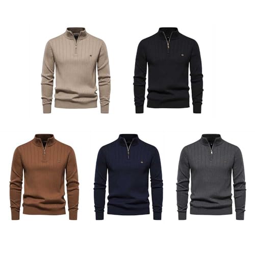 Autumn and Winter Stand up Collar Men's Quarter Zipper Pullover Knitted Sweater, Suter para Hombre 5
