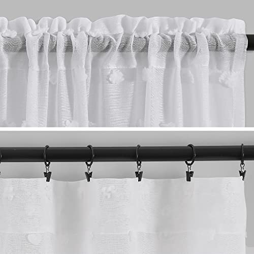 Guken Aesthetic Sheer Bedroom Curtains 84 Inch Length Rod Pocket Pom Pom Sheer White Curtains For Nursery Living Room Boho Windows Textured Curtains For Girls Teenager Teen Guest Room 38X84 Set Of 2 #TOP5